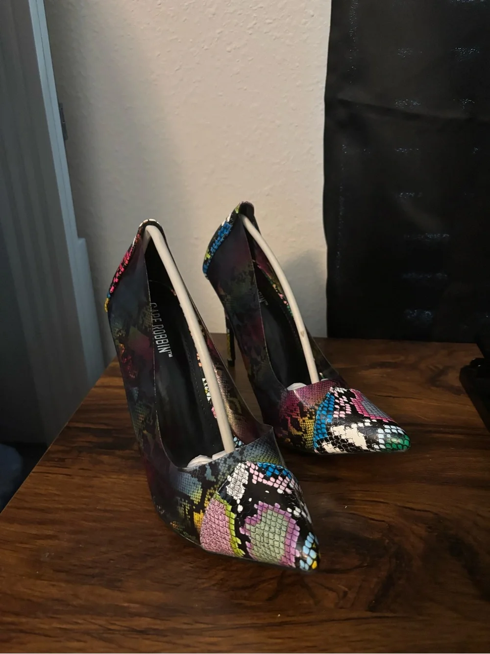 Cape Robbin Multicolor Snake-Print Pointed Toe Heels